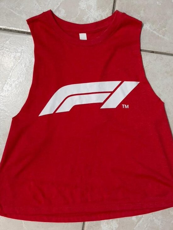 Tops - Formula 1 Racing Red Cropped Muscle Tank Top Graphic Tee